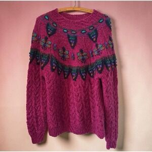 The Woolrich Woman Vintage Large Pullover Sweater Textured Purple L